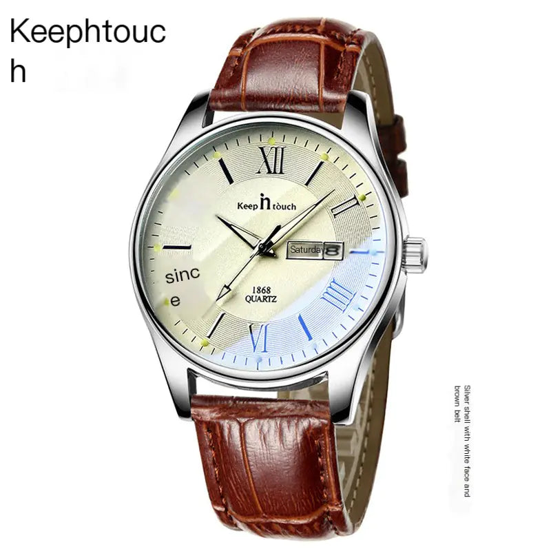 Blue Luminous Dial Black Case Quartz Couple Watch