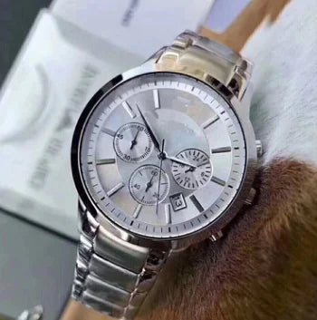 Men's Quartz Three-Eye Watch with Steel Strap