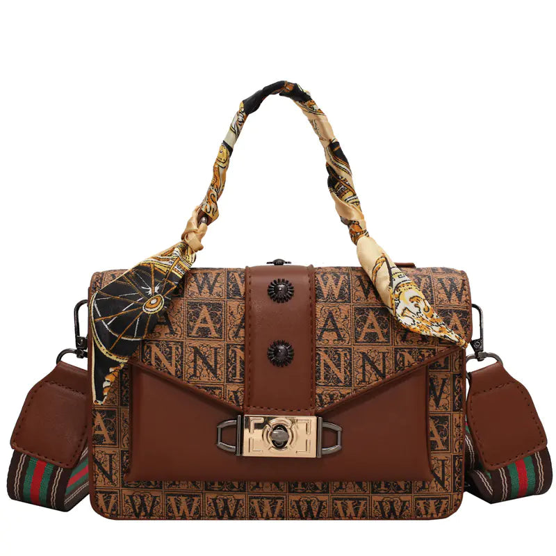 Retro Women's Handbag with Silk Scarf for Autumn/Winter