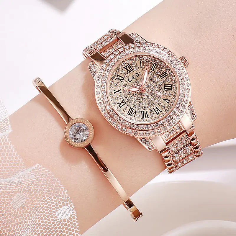 Stainless Steel Starry Sky Women's Gold Watch