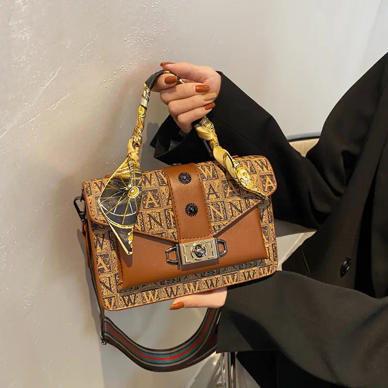 Retro Women's Handbag with Silk Scarf for Autumn/Winter