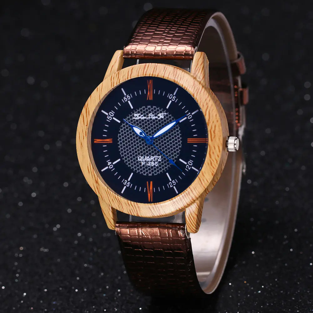 Men's Leather and Wood Watch with Meaningful Design