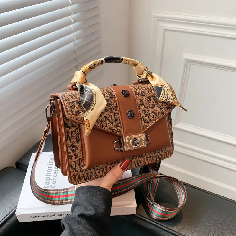 Retro Women's Handbag with Silk Scarf for Autumn/Winter