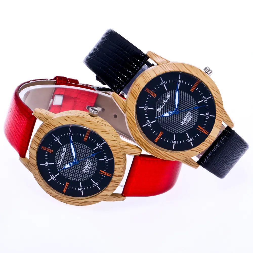 Men's Leather and Wood Watch with Meaningful Design