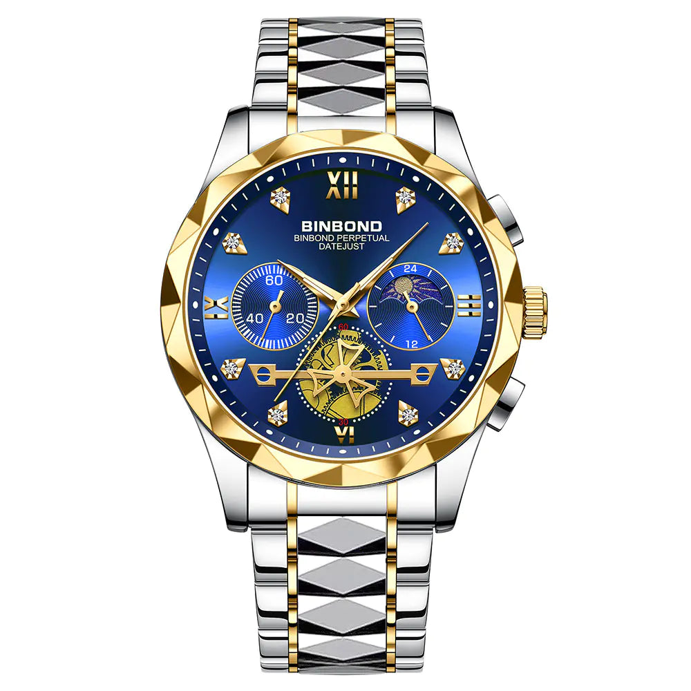 Men's Gold Multi-Function Mechanical Quartz Watch