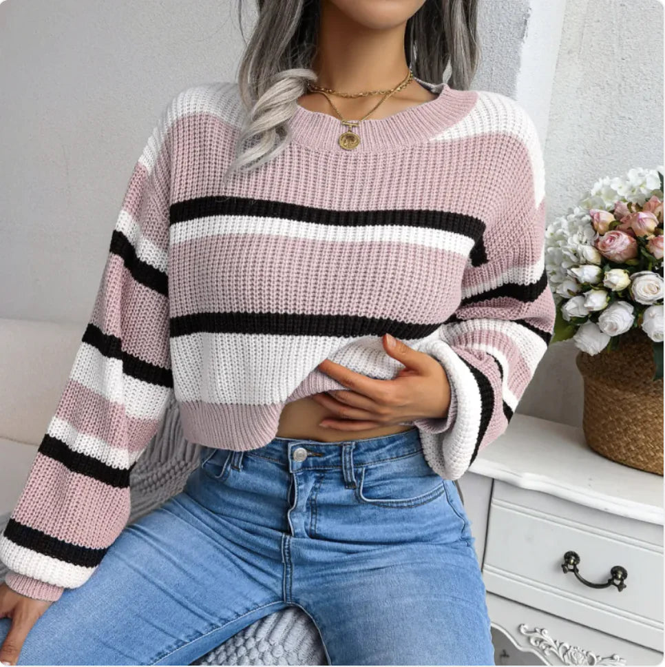Plunge Neck Long Sleeve Knit