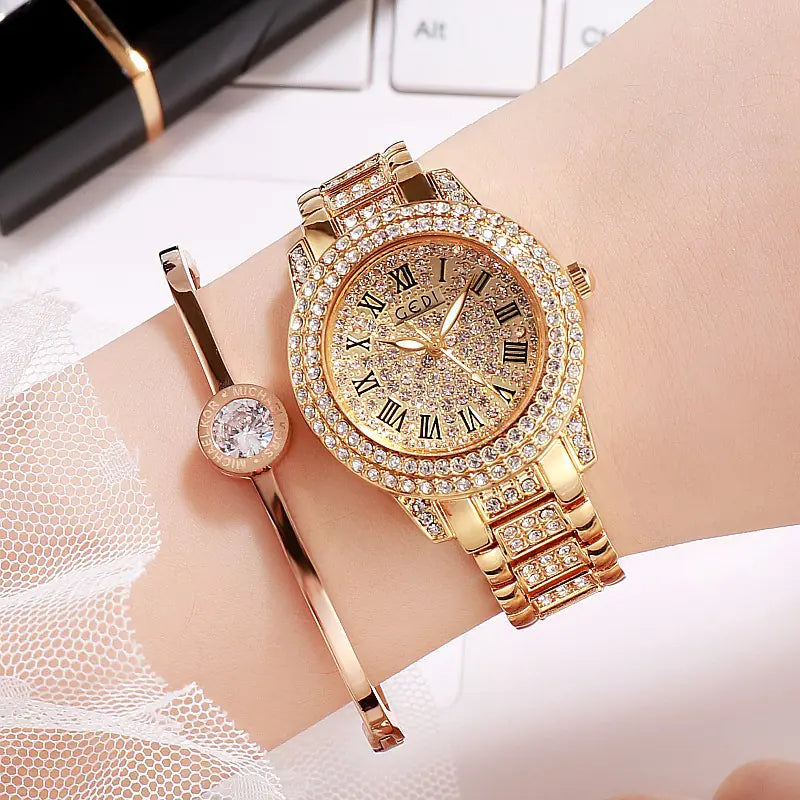 Stainless Steel Starry Sky Women's Gold Watch