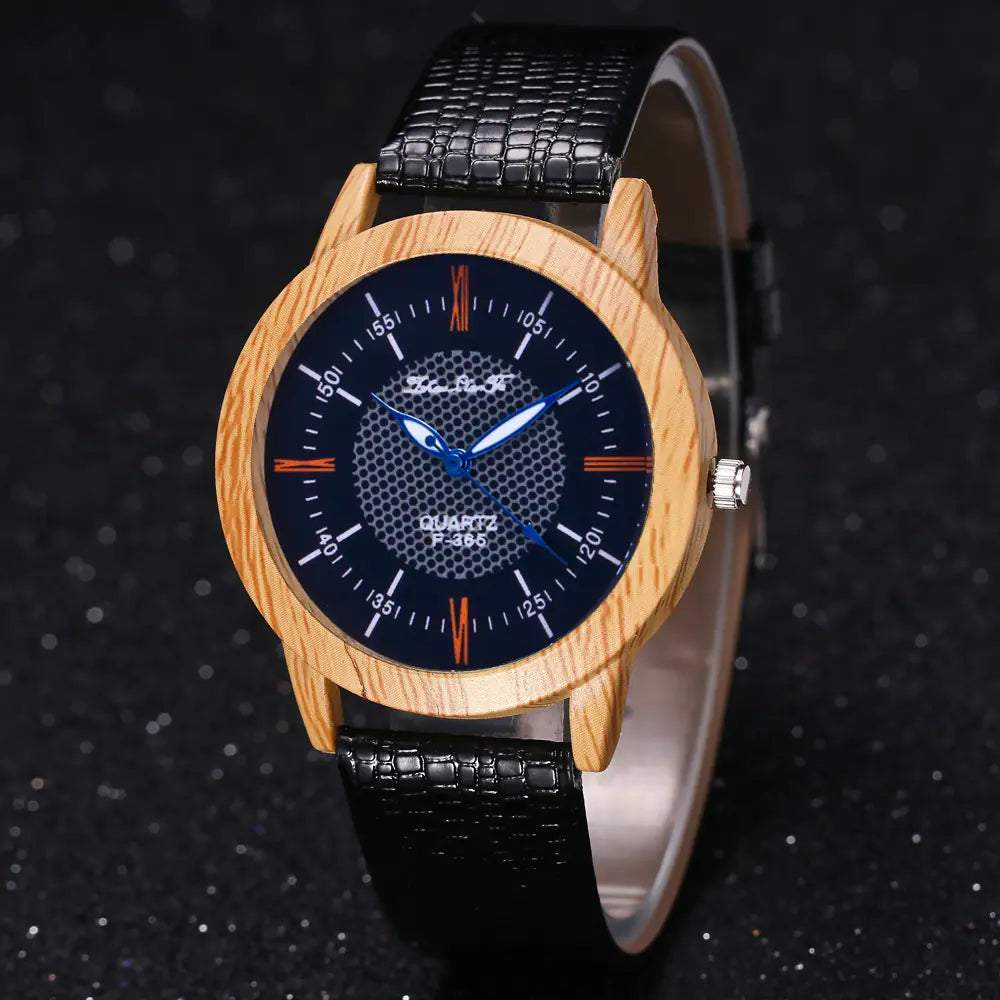 Men's Leather and Wood Watch with Meaningful Design