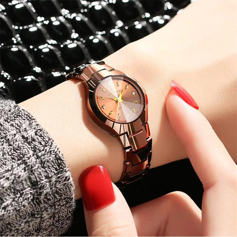 Rose Gold Rectangular Waterproof Watch